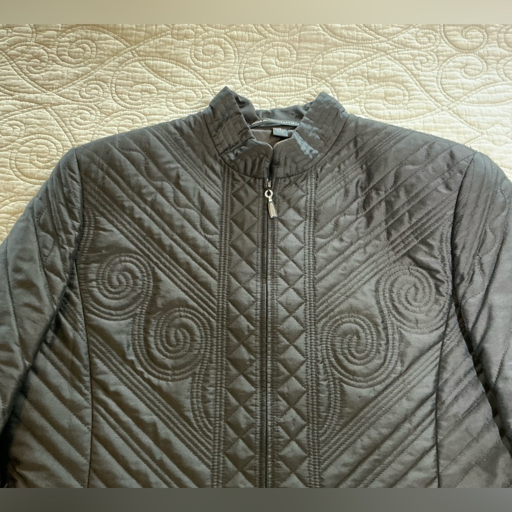 Linda Allred by Ellen Tracy black quilted jacket women’s size 14 - Picture 2 of 9